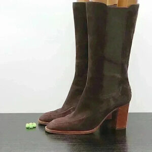 Tods Women's Brown Suede Knee High Boots